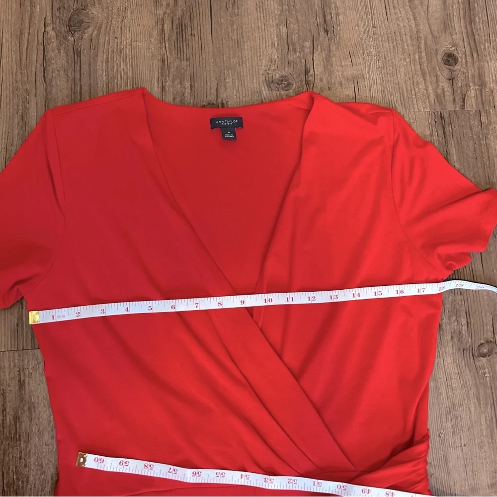 Ann Taylor Red Wrap Top Wide Leg Jumpsuit Romper - Picture 9 of 10